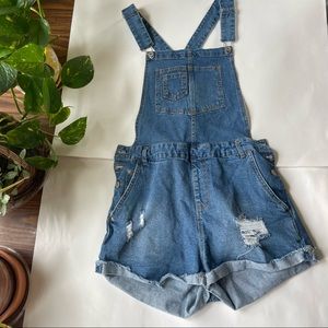 Love Tree Blue Denim Overall Shorts